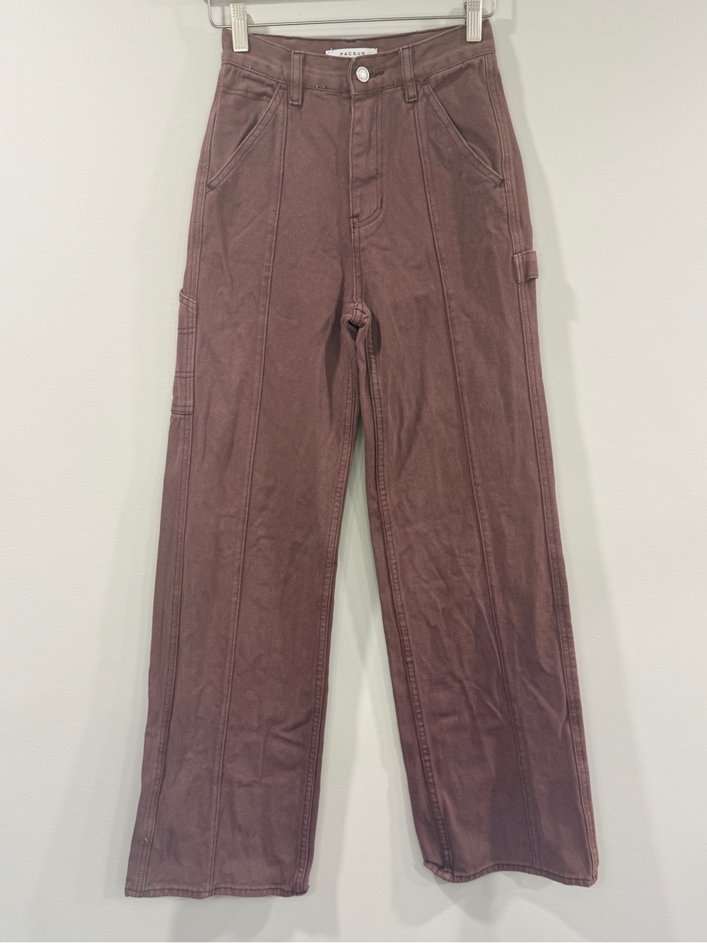 PacSun Womens High-Waist Wide Leg Flare Carpenter Jeans in Brown Size 24